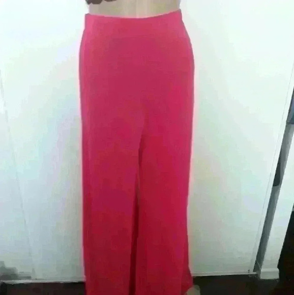Casual palazzo wide leg barbie pink office day 2 nite comfortable lounge pant M - Picture 3 of 6